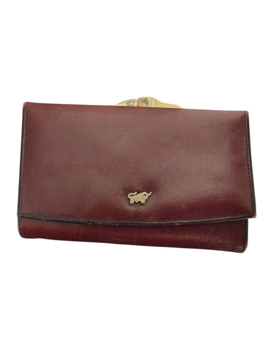 Vintage Women's Braun Buffel Snap Leather Wallet Reddish Brown Cash Coin Holder